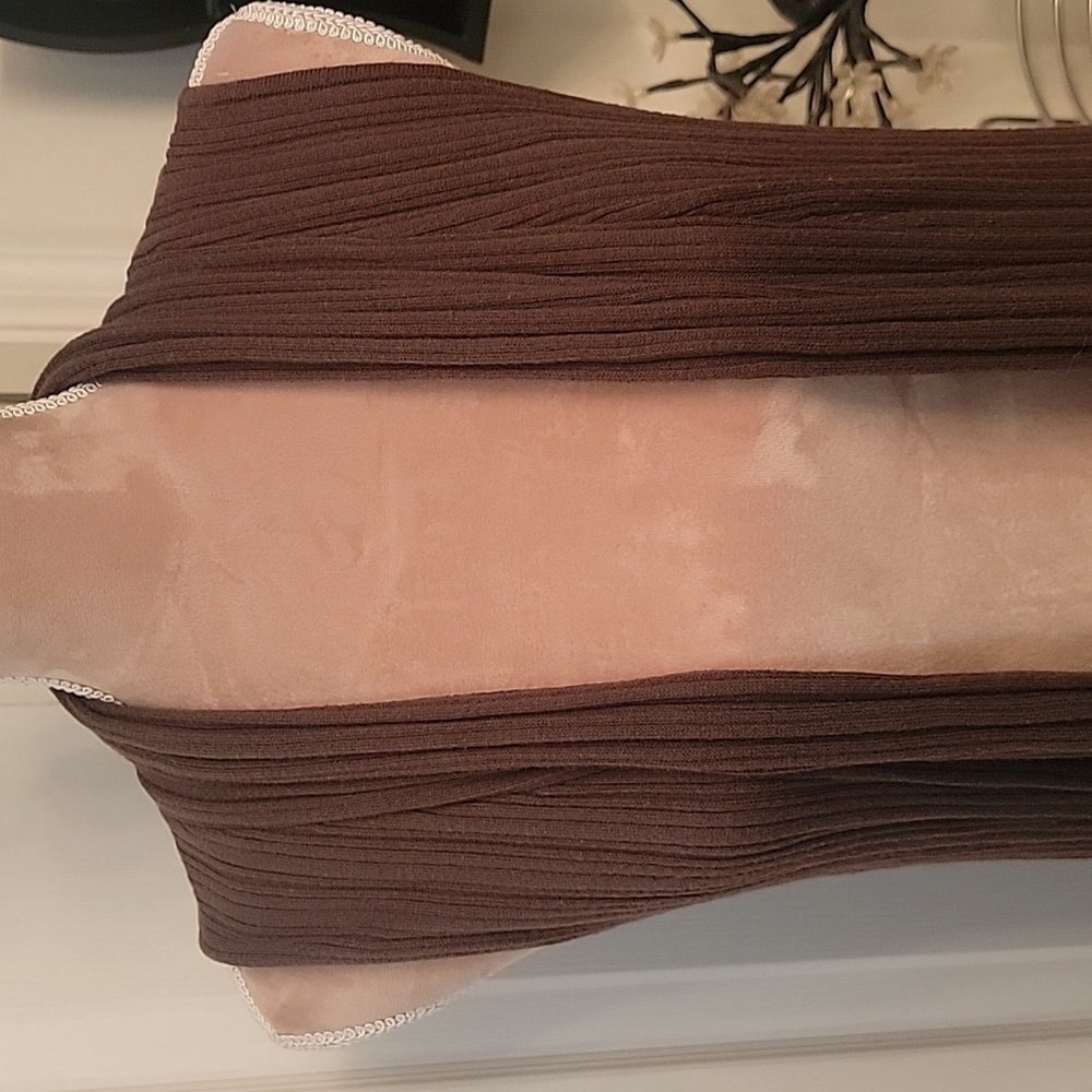 Dress Barn Chocolate Brown Sleeveless Long Cardigan, Size L. with pockets. - Picture 2 of 7